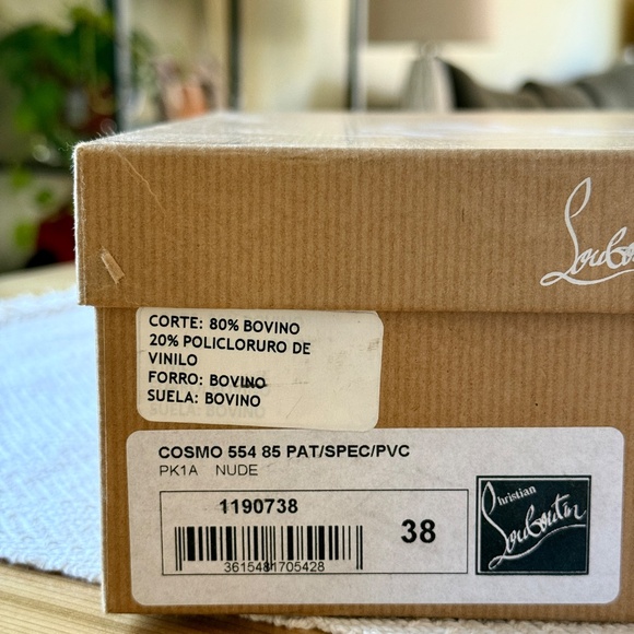 Christian Louboutin Cosmo 554 85 Nude Patent Stiletto | NEW IN BOX | Size 38 - Picture 9 of 9